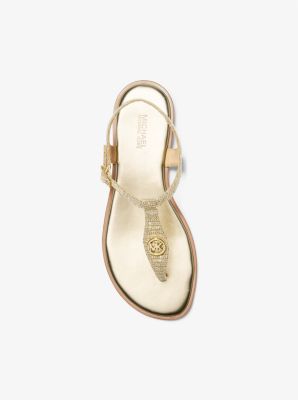 Mallory Glitter Chain-Mesh T-Strap Sandal | Michael Kors