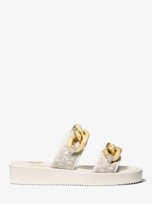 Scarlett Embellished Signature Logo Slide Sandal Michael Kors