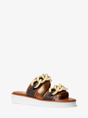 Scarlett Embellished Signature Logo Slide Sandal Michael Kors