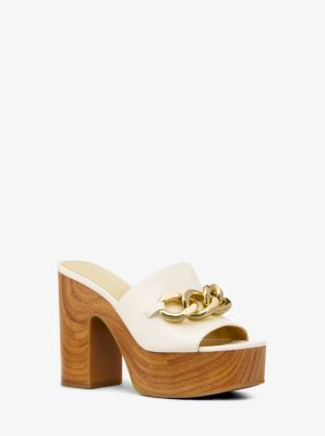 Scarlett Leather Platform Mule in LT CREAM | Michael Kors