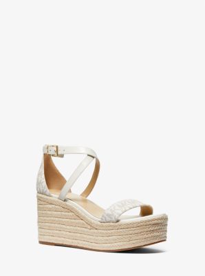 Serena Logo and Leather Wedge Sandal
