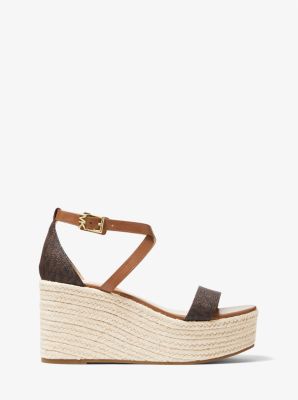Serena Logo and Leather Wedge Sandal
