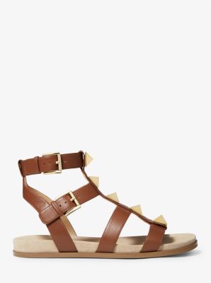 Wren Studded Leather Sandal in LUGGAGE | Michael Kors