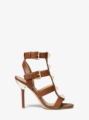 Wren Studded Leather Sandal in LUGGAGE | Michael Kors