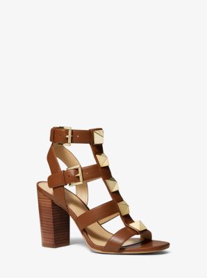 Wren Studded Leather Sandal in LUGGAGE | Michael Kors