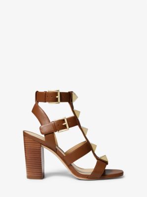 Wren Studded Leather Sandal in LUGGAGE | Michael Kors