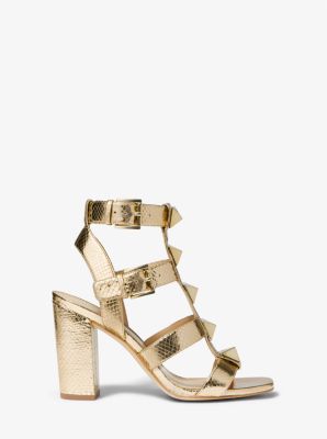 Wren Studded Metallic Snake Embossed Leather Sandal image number 1