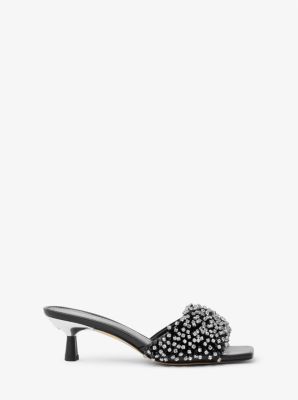 Amal Crystal Embellished Leather Kitten Heel Sandal image number 1