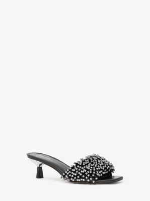 Amal Crystal Embellished Leather Kitten Heel Sandal | Michael Kors