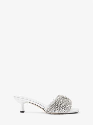 Amal Crystal Embellished Metallic Leather Kitten Heel image number 1