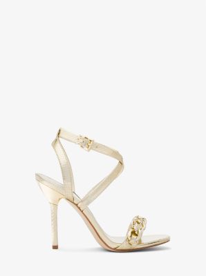 【Michael Kors】Asha Embellished Snake Embossed Sandal Asha Embellished Snake Embossed Leather Sandal | Michael