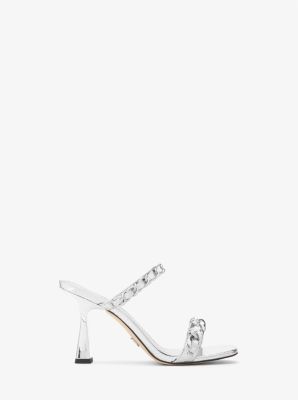 Clara Embellished Metallic Snake Embossed Leather Sandal