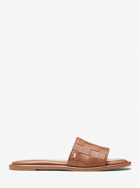 MICHAEL MICHAEL KORS Hayworth Woven Leather Slide Sandal