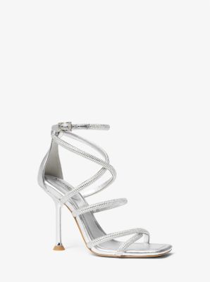 Imani Embellished Metallic Faux Suede Sandal