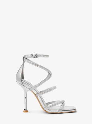 Imani Embellished Metallic Faux Suede Sandal