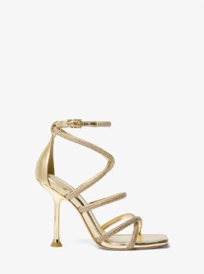 【Michael Kors】Imani Embellished Scuba and Faux Leather Imani Studded Leather Sandal, BLACK | Michael Kors KSA