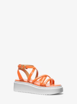 Issa Faux Patent Leather Flatform Sandal Michael Kors