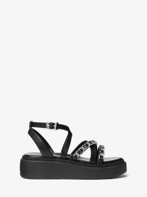 Issa Embellished Leather Flatform Sandal | Michael Kors Canada