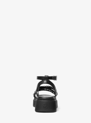 Flatform-Sandale Issa aus Leder mit Verzierung image number 2
