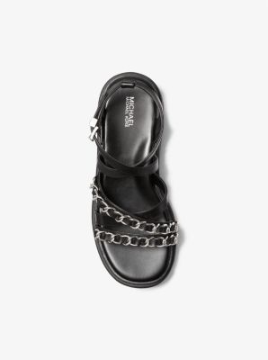 Issa Embellished Leather Flatform Sandal Michael Kors Canada