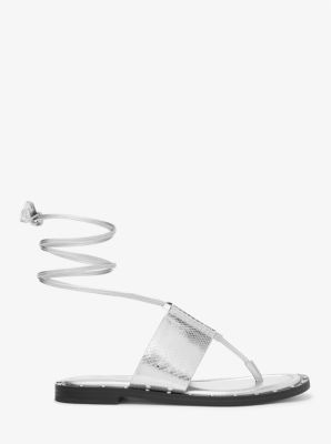 Jagger Metallic Snake Embossed Leather Lace-Up Sandal image number 1