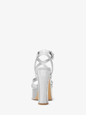 Paola Metallic Snake Embossed Leather Platform Sandal image number 2