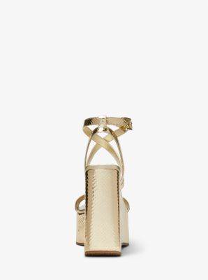 【Michael Kors】Paola llic Snake Embossed Leather Sandal Paola Metallic Snake Embossed Leather Platform Sandal