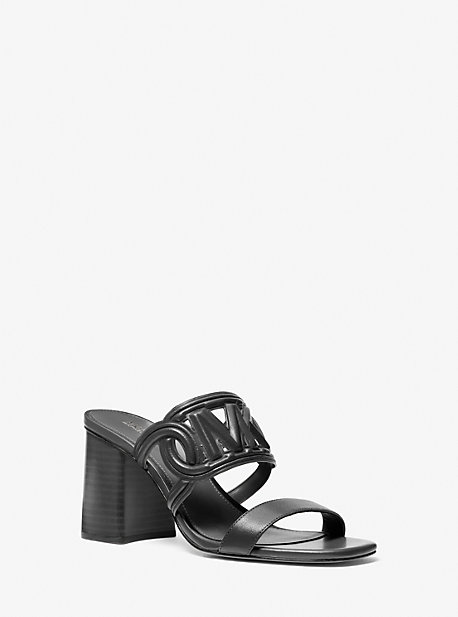 Michaelkors Alma Leather Sandal,BLACK
