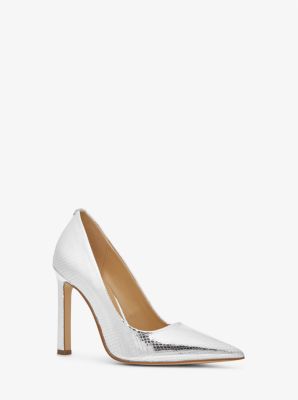 Michael Kors Amara Metallic Snake Embossed Leather Pump