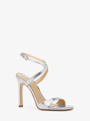 Amara Metallic Snake Embossed Leather Sandal | Michael Kors