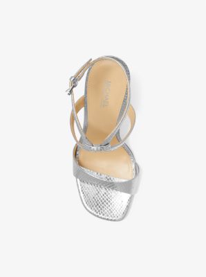 Amara Metallic Snake Embossed Leather Sandal