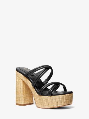 Corrine Leather and Straw Platform Sandal image number 0