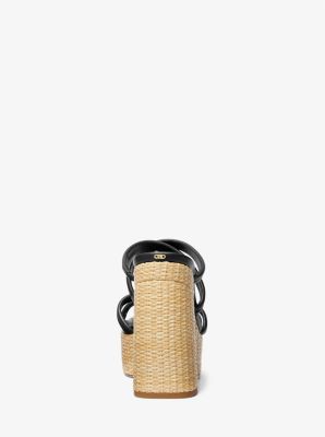 Corrine Leather and Straw Platform Sandal