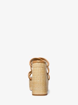 Corrine Leather and Straw Platform Sandal