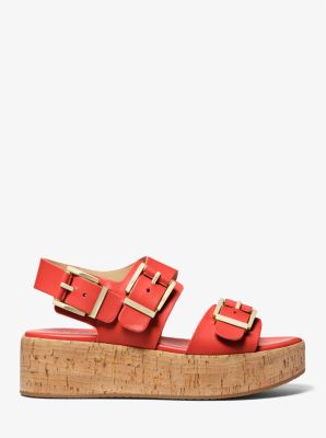 Colby Leather Flatform Sandal in SPICED CORAL | Michael Kors