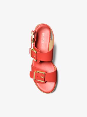Colby Leather Flatform Sandal in SPICED CORAL | Michael Kors