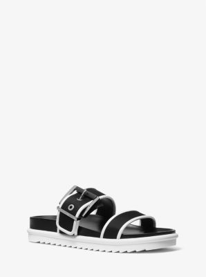 Michaelkors Colby Two-Tone Neoprene Slide Sandal,OPTIC WHITE/BLK