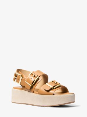 Michaelkors Colby Leather Flatform Sandal,PALE PEANUT