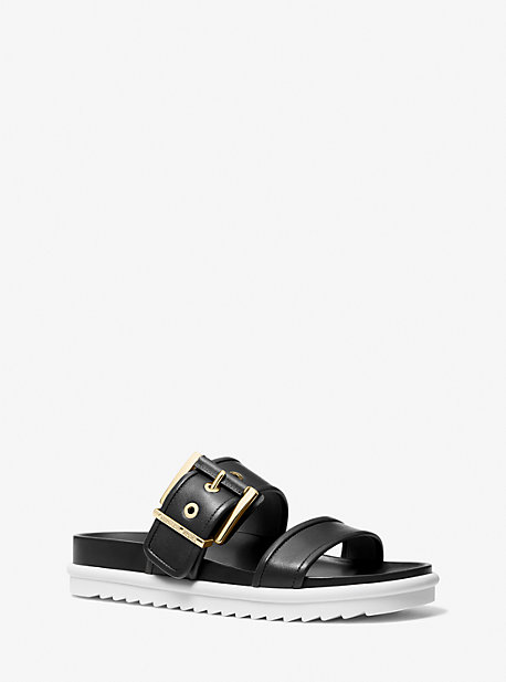 Michael Kors Colby Leather Slide Sandal In Black