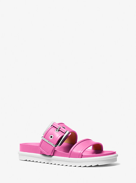 Michael Kors Colby Leather Slide Sandal In Pink