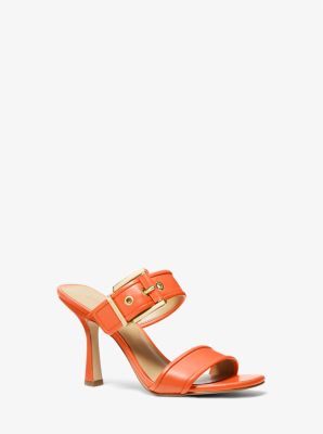 Shop Michael Kors Colby Leather Sandal In Orange
