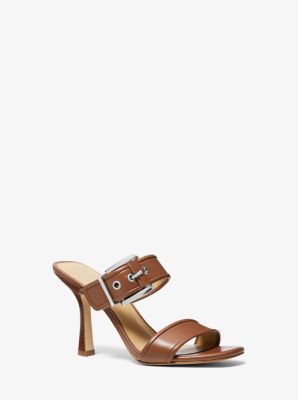 Michael Kors Colby Leather Sandal In Brown