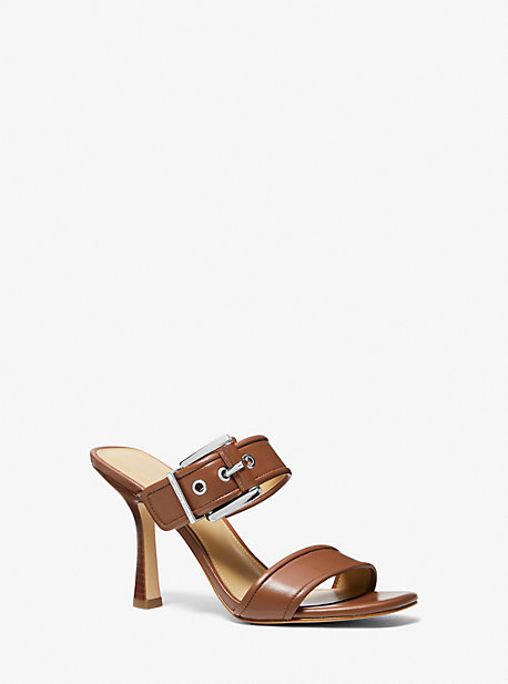 Michael Kors Colby Leather Sandal In Brown