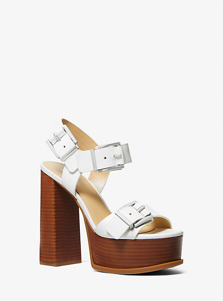Shop Michael Kors Colby Leather Platform Sandal In White