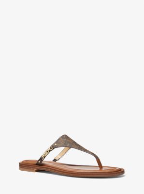 Michael Kors Daniella Empire Signature Logo Sandal In Brown