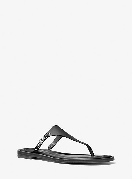 Shop Michael Kors Daniella Leather Sandal In Black