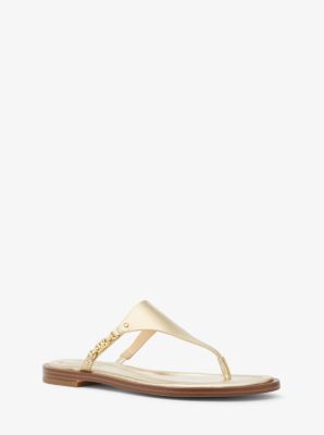 Michaelkors Daniella Metallic Leather Sandal,PALE GOLD