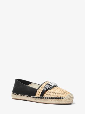 Espadrille Ember van leer en stro image number 0