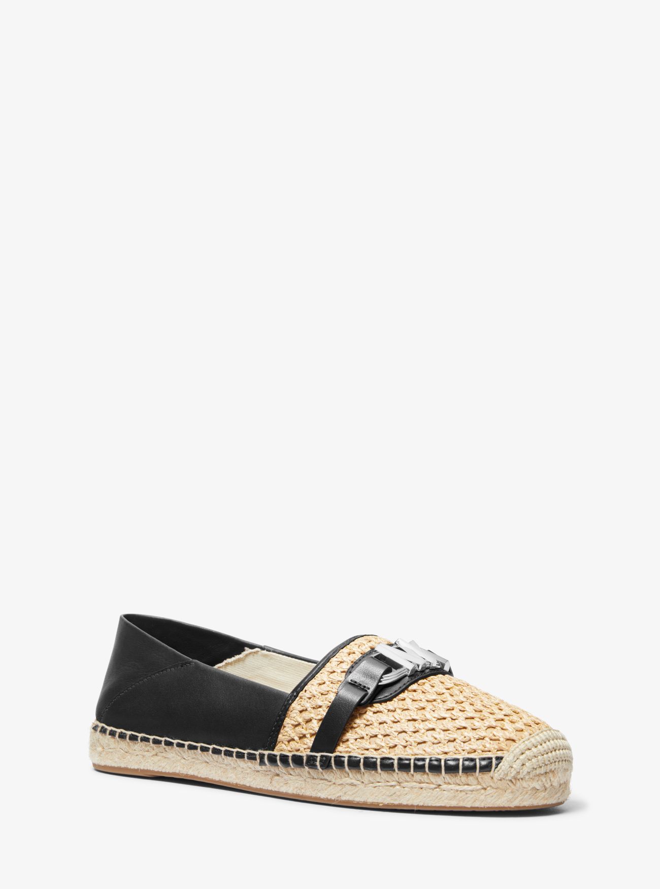 MK Ember Leather and Straw Espadrille - Natural - Michael Kors