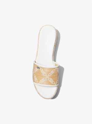 Ember Empire Logo Jacquard Straw Platform Sandal | Michael Kors